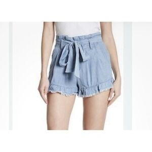 Sincerely Jules Chambray Denim High Rise Paper Bag Shorts Womens Medium NWT NEW
